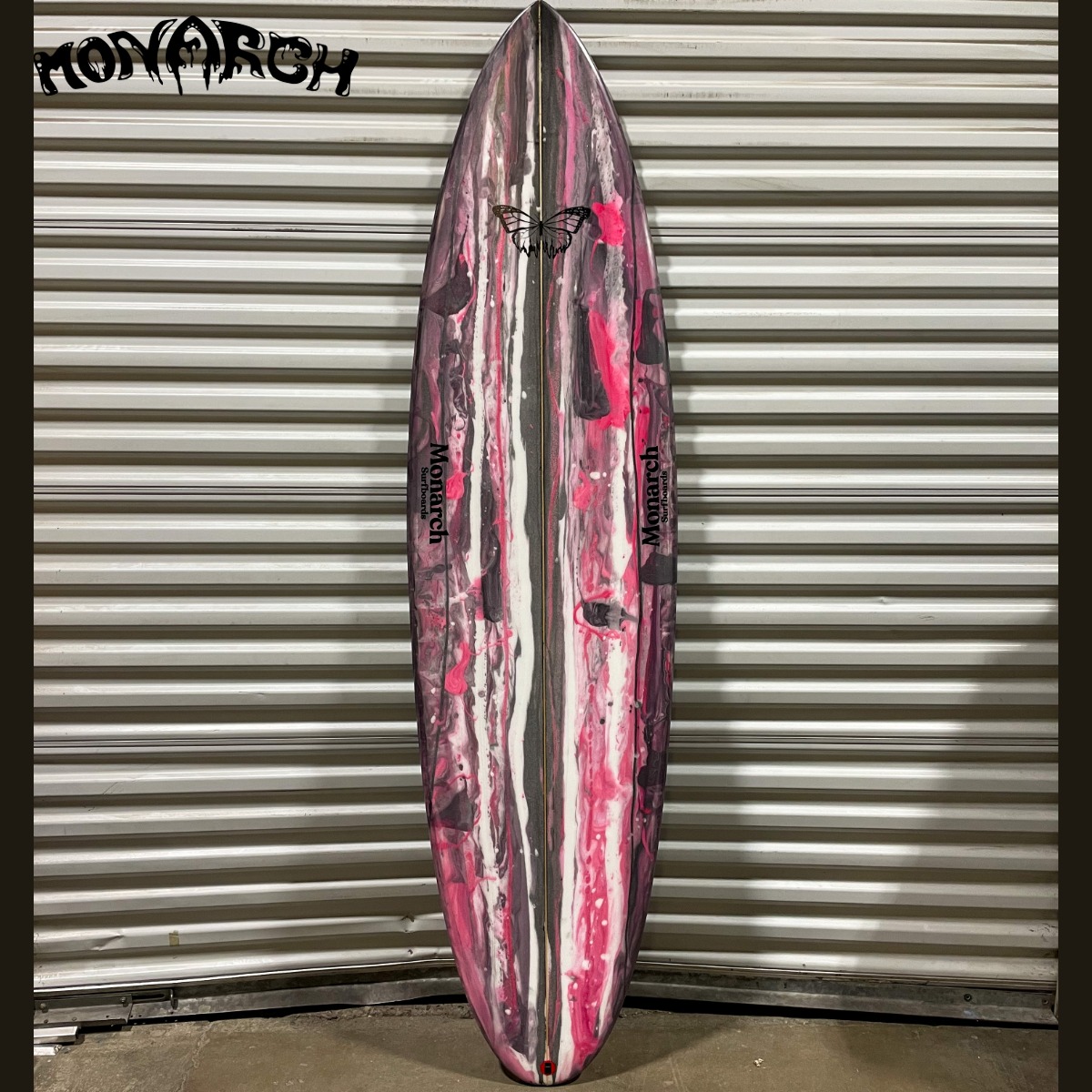 Pink and Grey Swirl Surfboard